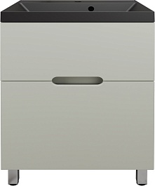 Style Line Тумба с кварцевой раковиной антрацит Матис 60 олива – фотография-1